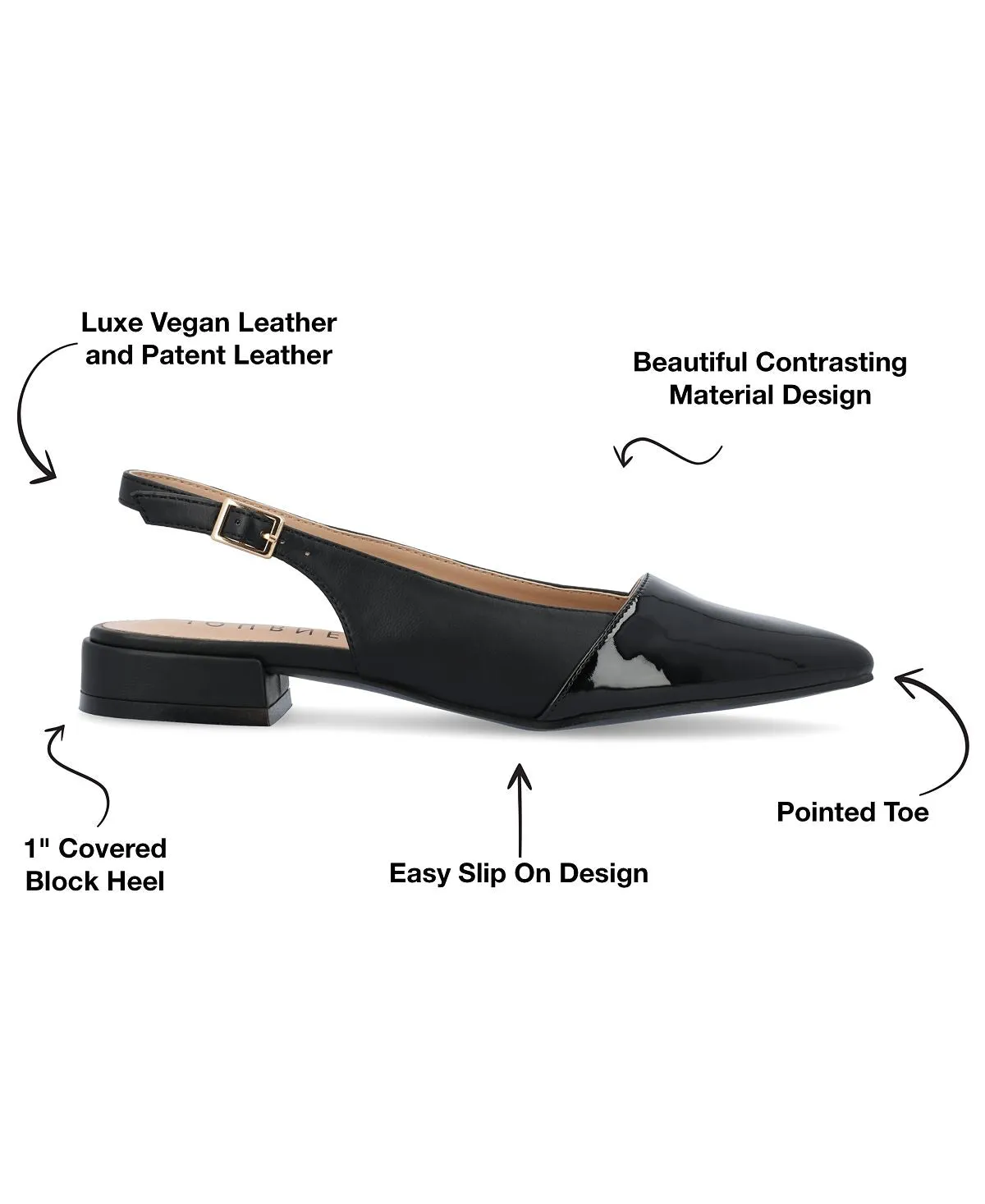 Bertie Journee Collection Women's Two-Tone Flats, Black