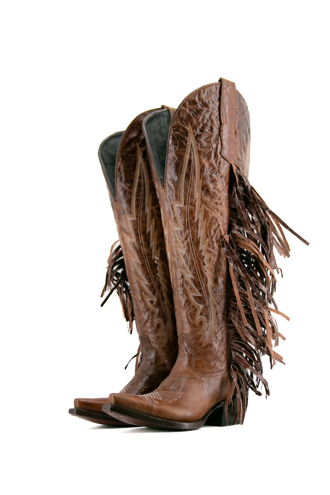 Brandy Tall Fringe Wide Calf Friendly Snip Toe Cowgirl Boot