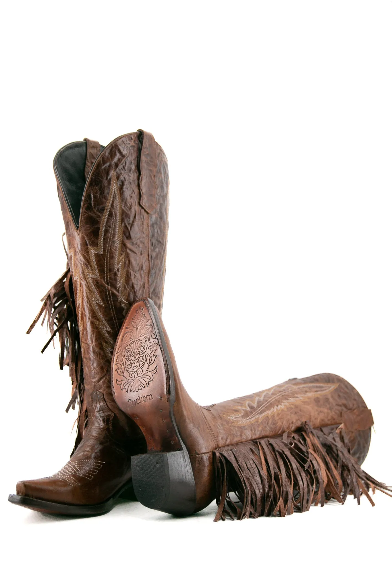 Brandy Tall Fringe Wide Calf Friendly Snip Toe Cowgirl Boot