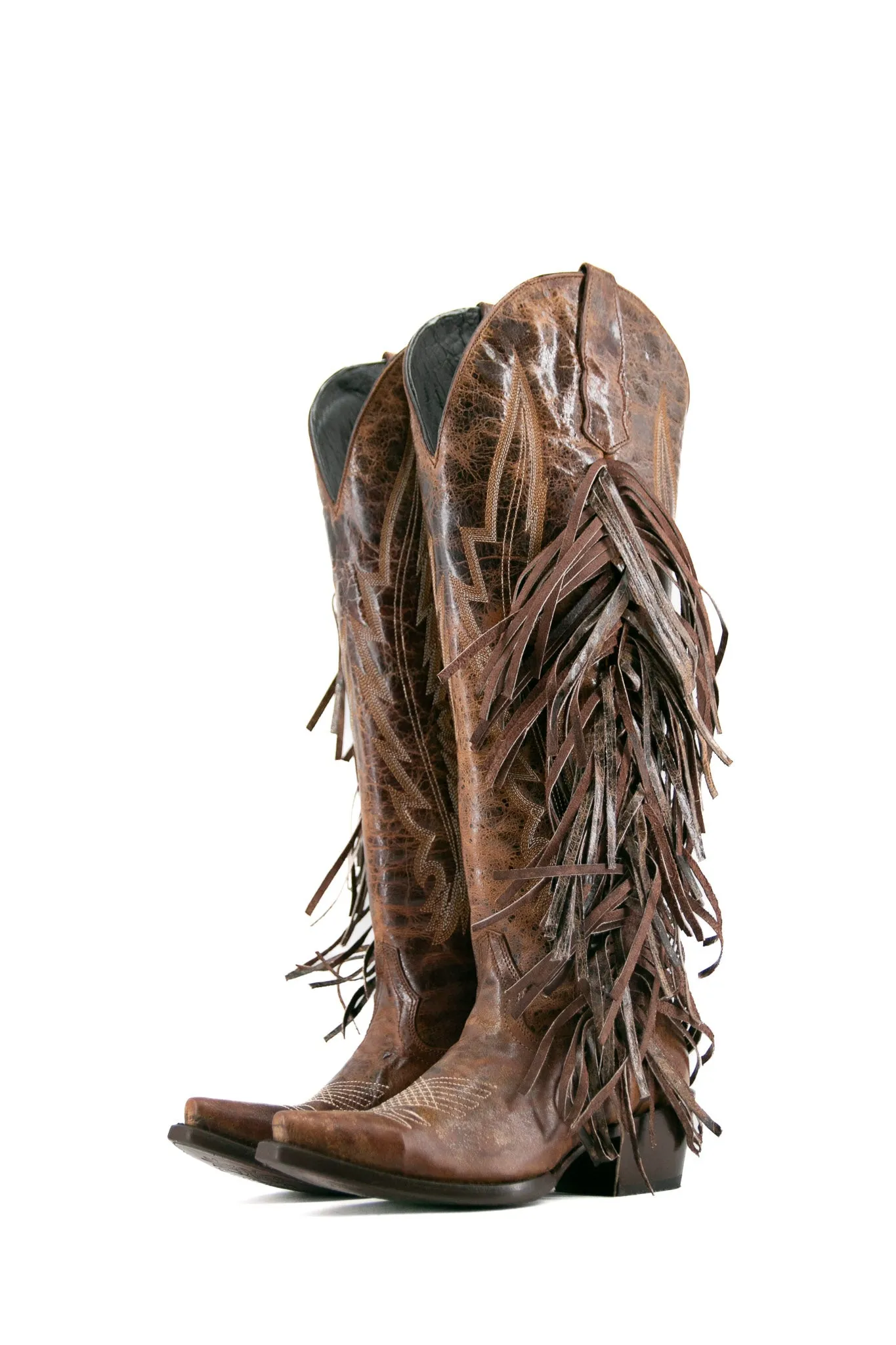 Brandy Tall Fringe Wide Calf Friendly Snip Toe Cowgirl Boot