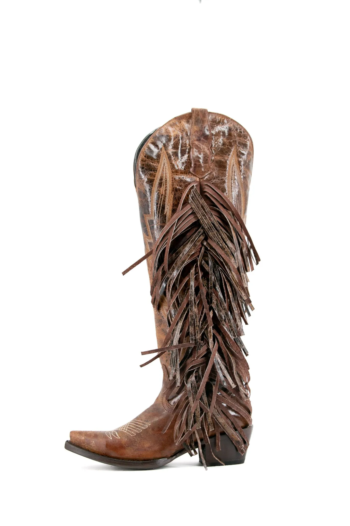 Brandy Tall Fringe Wide Calf Friendly Snip Toe Cowgirl Boot