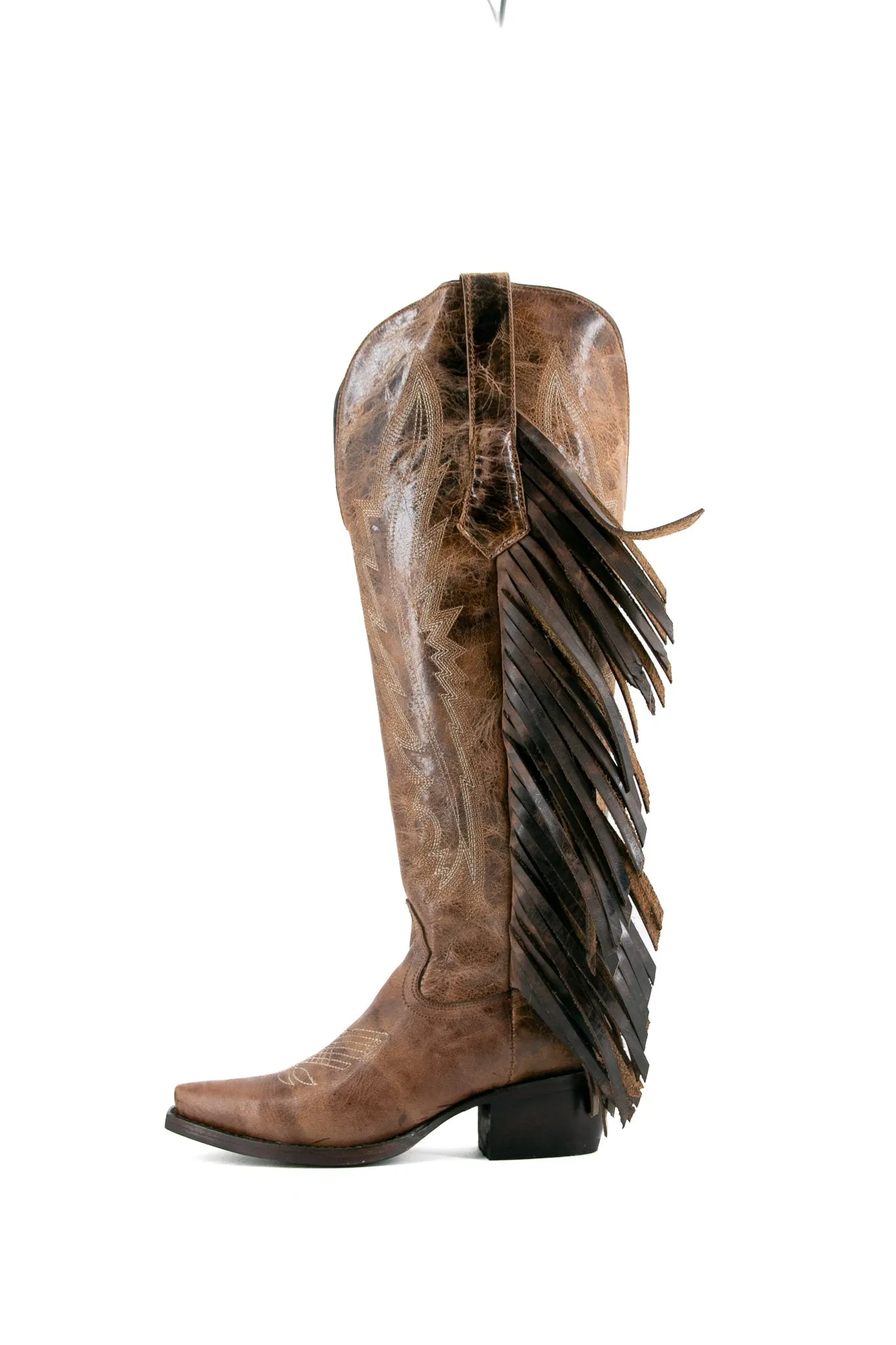 Brandy Tall Fringe Wide Calf Friendly Snip Toe Cowgirl Boot