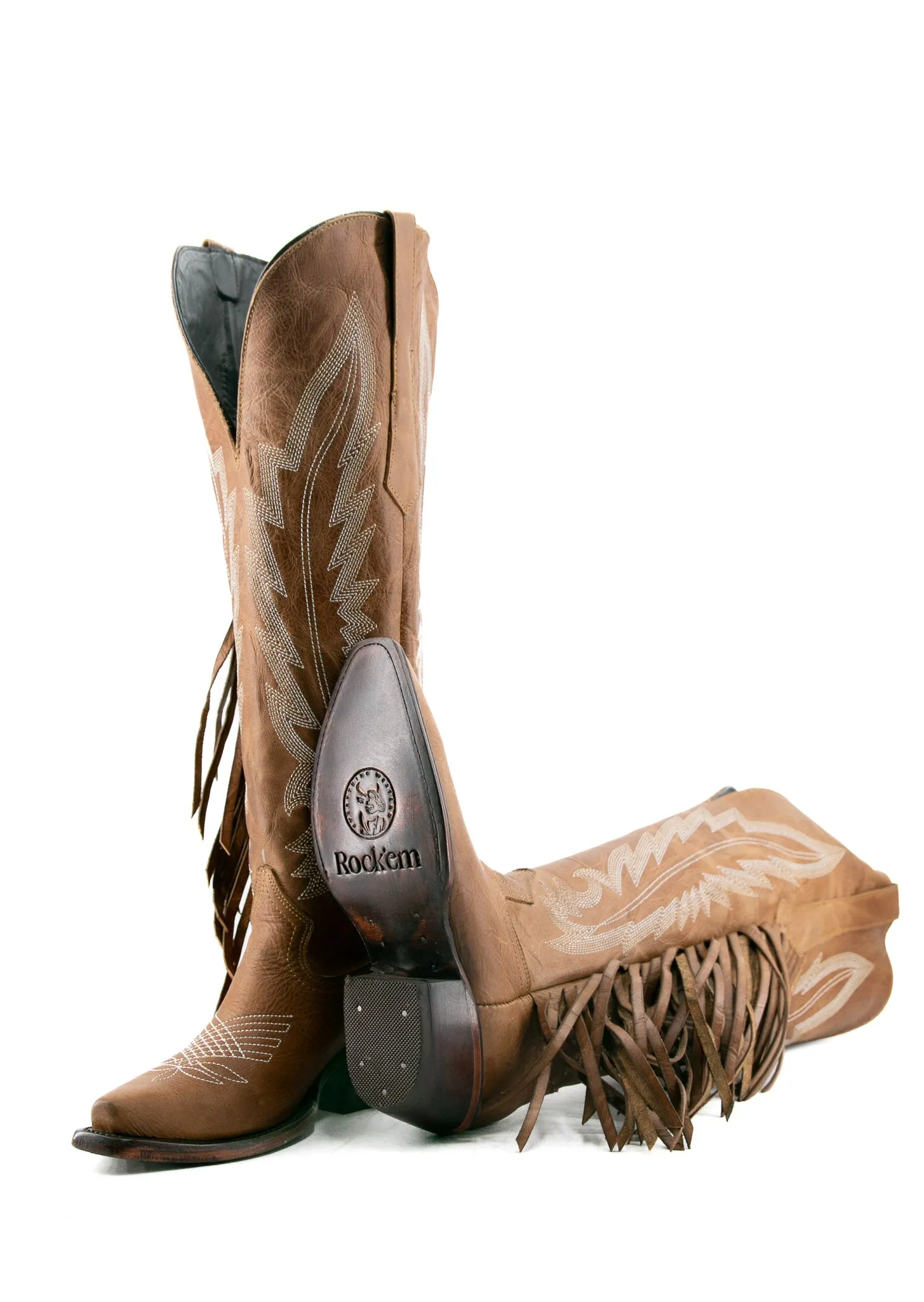 Brandy Tall Fringe Wide Calf Friendly Snip Toe Cowgirl Boot