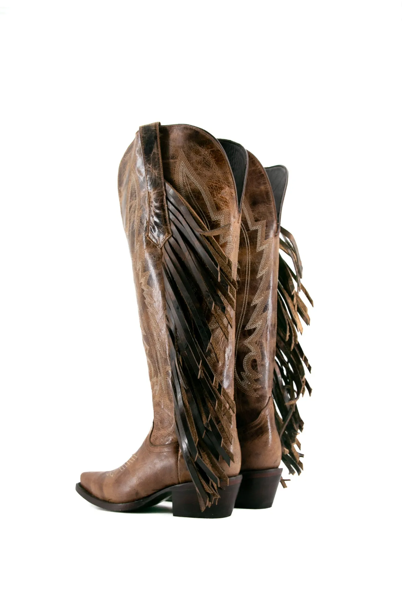 Brandy Tall Fringe Wide Calf Friendly Snip Toe Cowgirl Boot