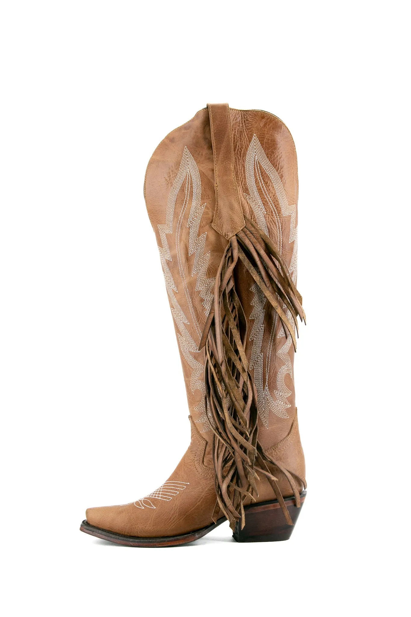 Brandy Tall Fringe Wide Calf Friendly Snip Toe Cowgirl Boot