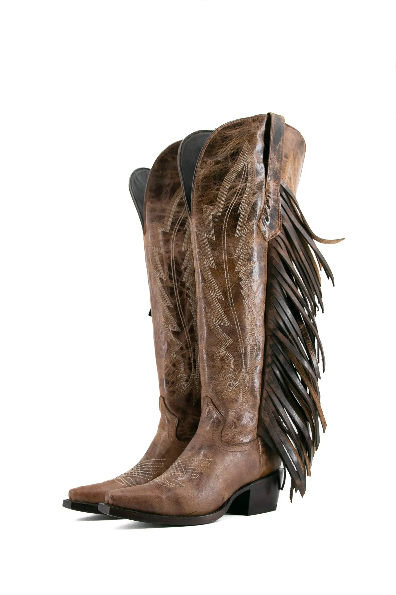 Brandy Tall Fringe Wide Calf Friendly Snip Toe Cowgirl Boot