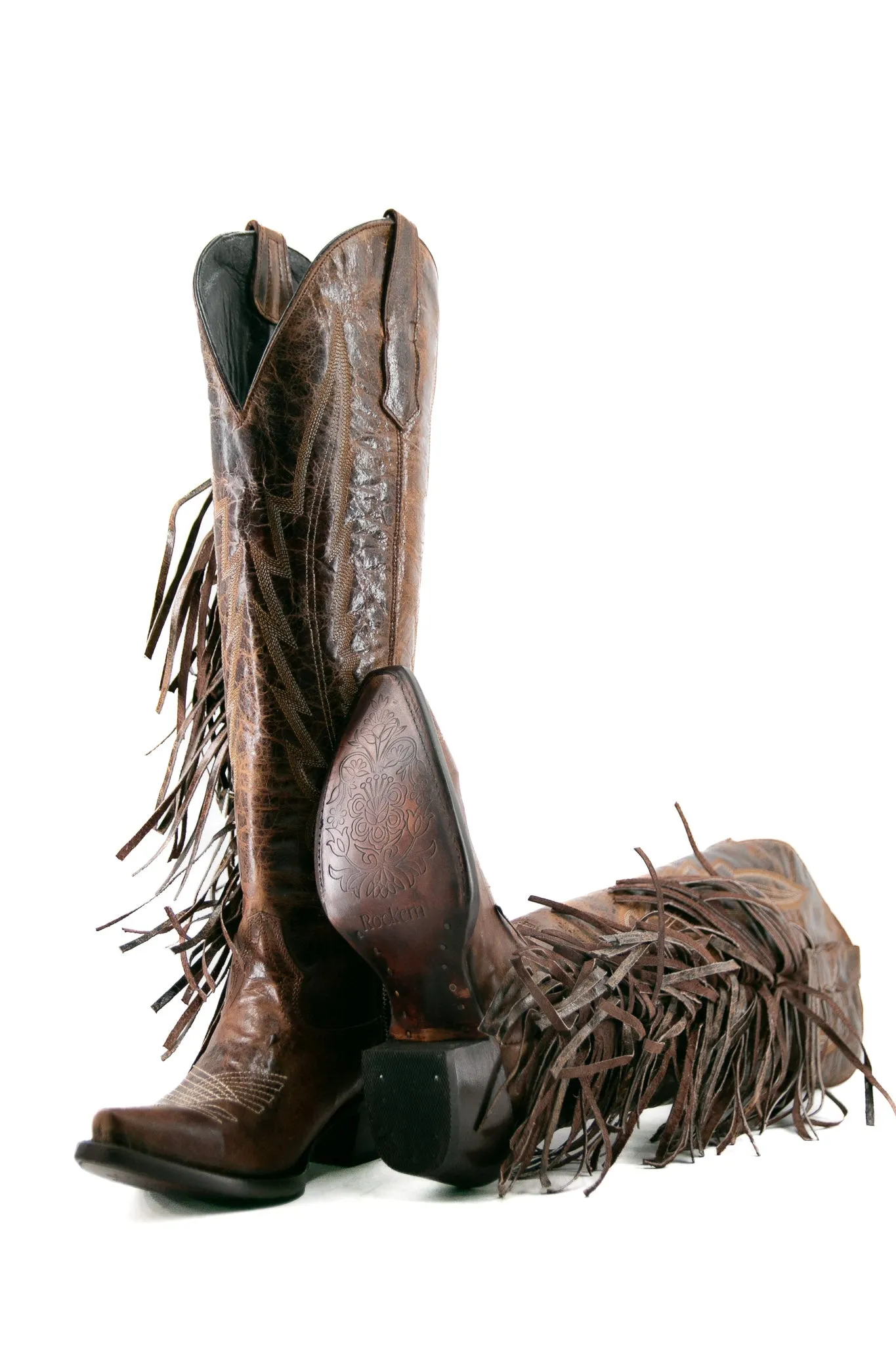 Brandy Tall Fringe Wide Calf Friendly Snip Toe Cowgirl Boot