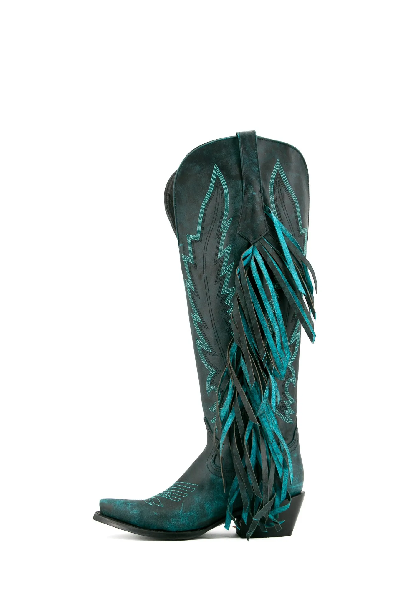 Brandy Tall Fringe Wide Calf Friendly Snip Toe Cowgirl Boot