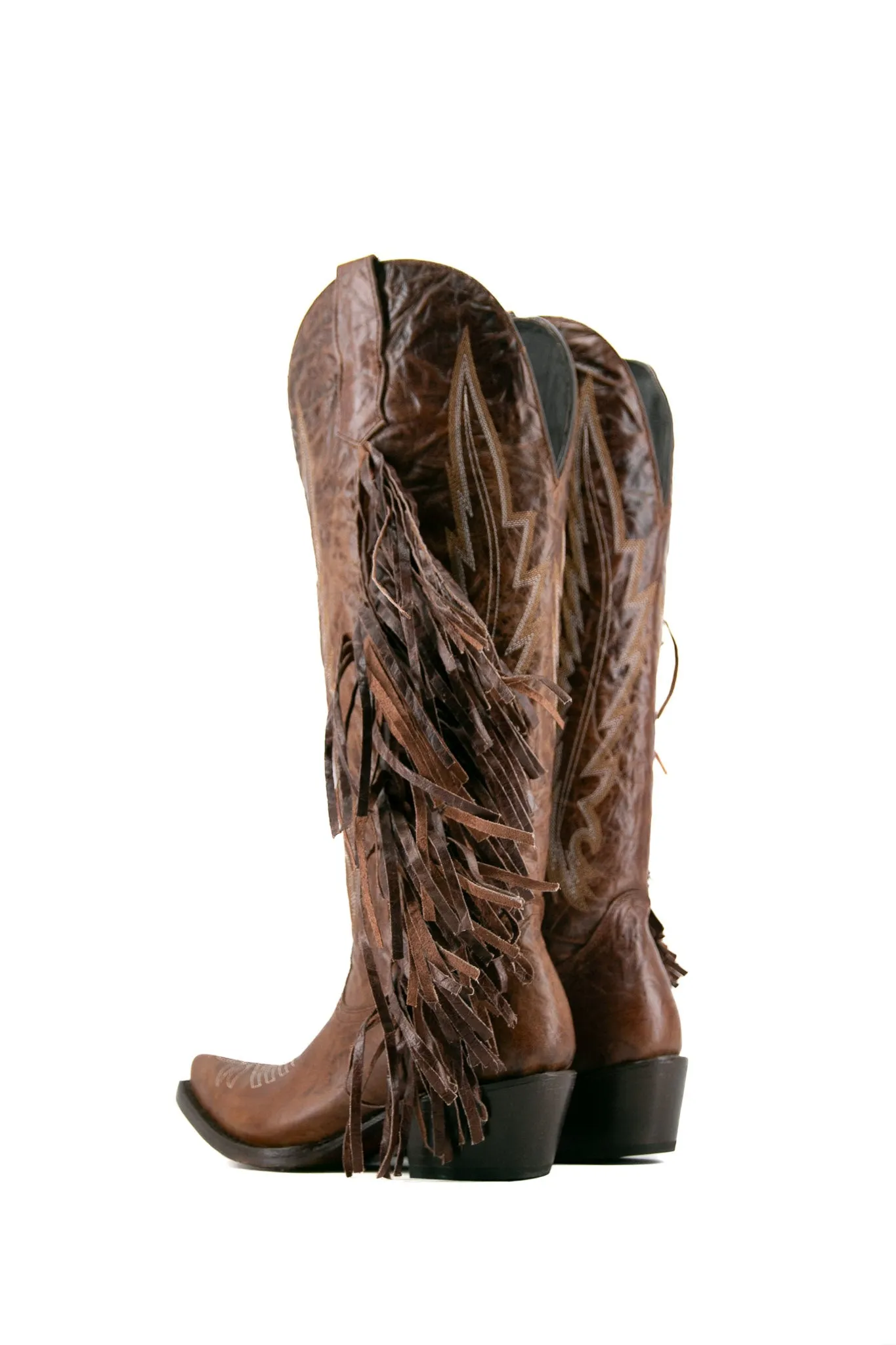 Brandy Tall Fringe Wide Calf Friendly Snip Toe Cowgirl Boot