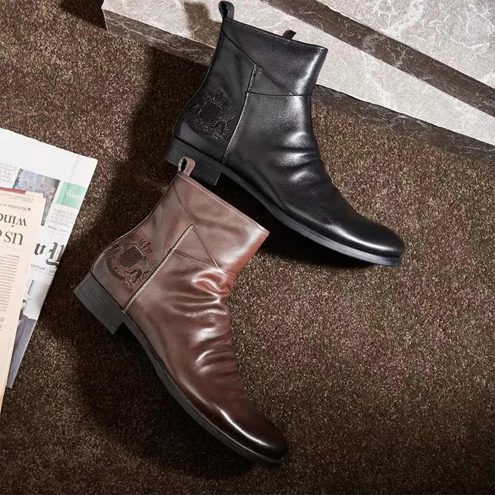 Embossed Style Zipped Chelsea Boots