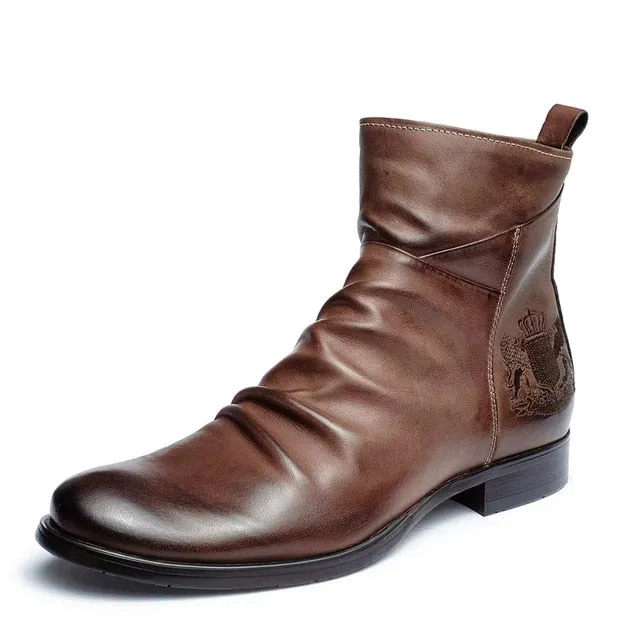 Embossed Style Zipped Chelsea Boots