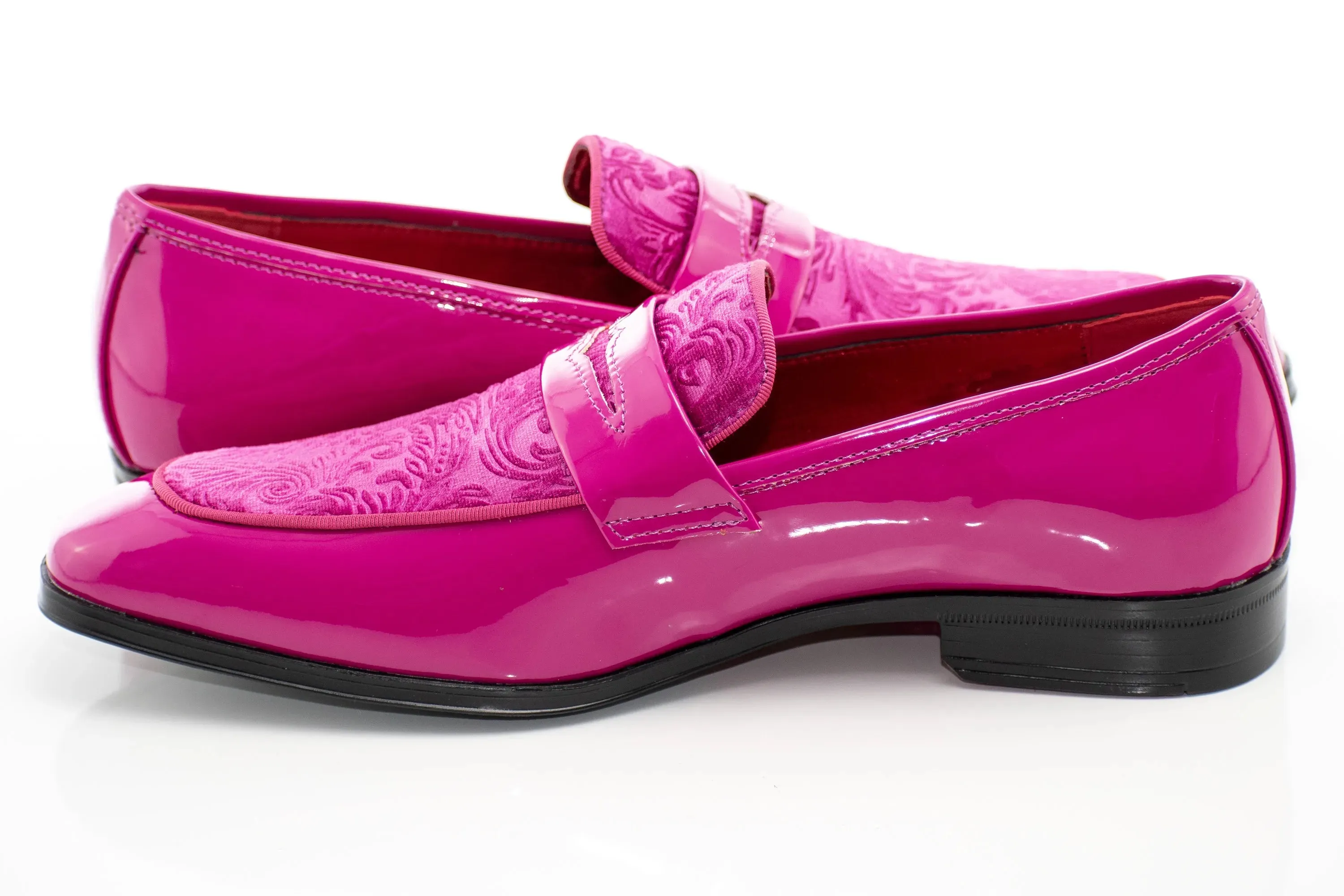 Floral Embossed Velvet Apron-Toe Penny Loafer