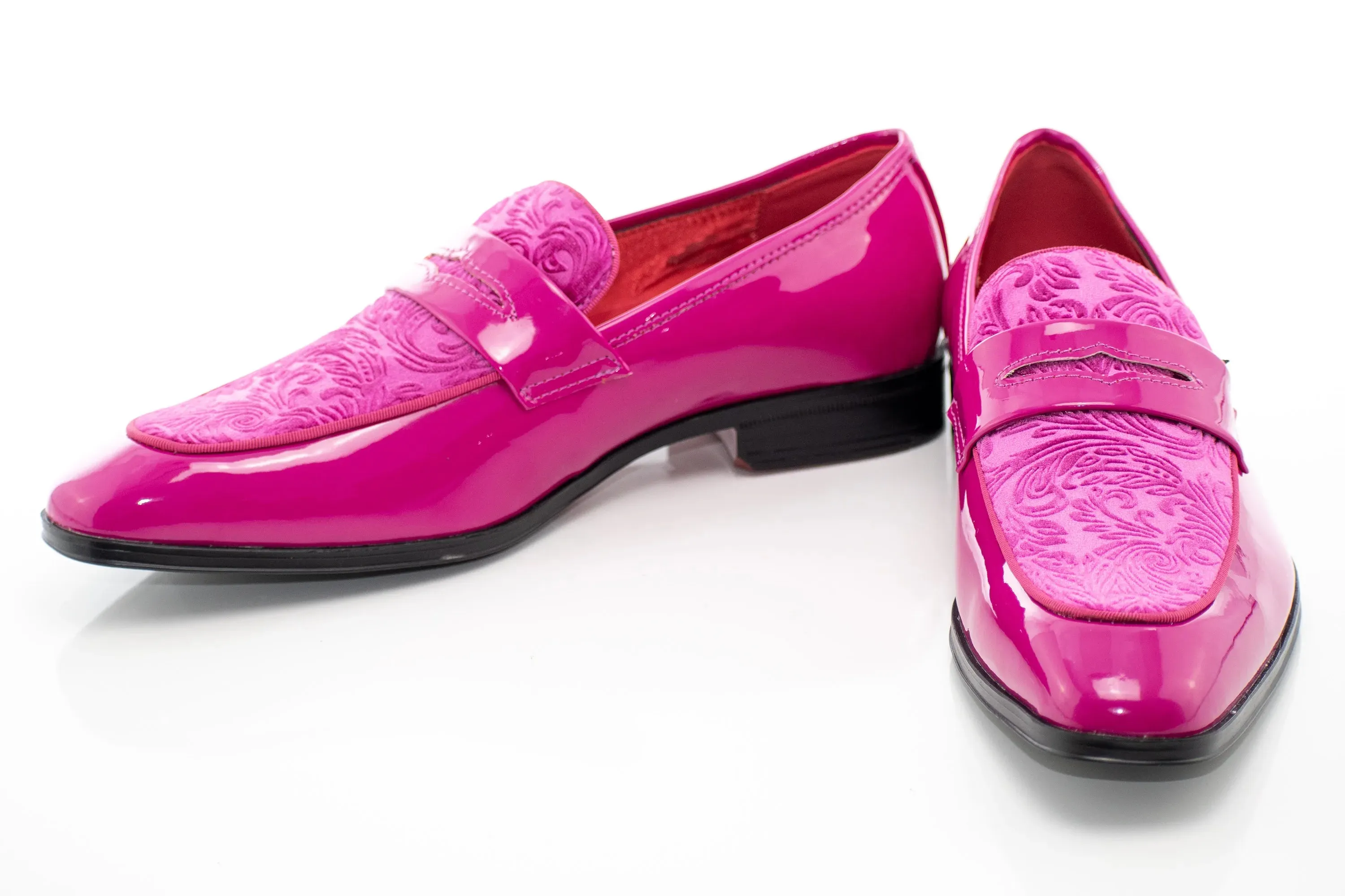 Floral Embossed Velvet Apron-Toe Penny Loafer