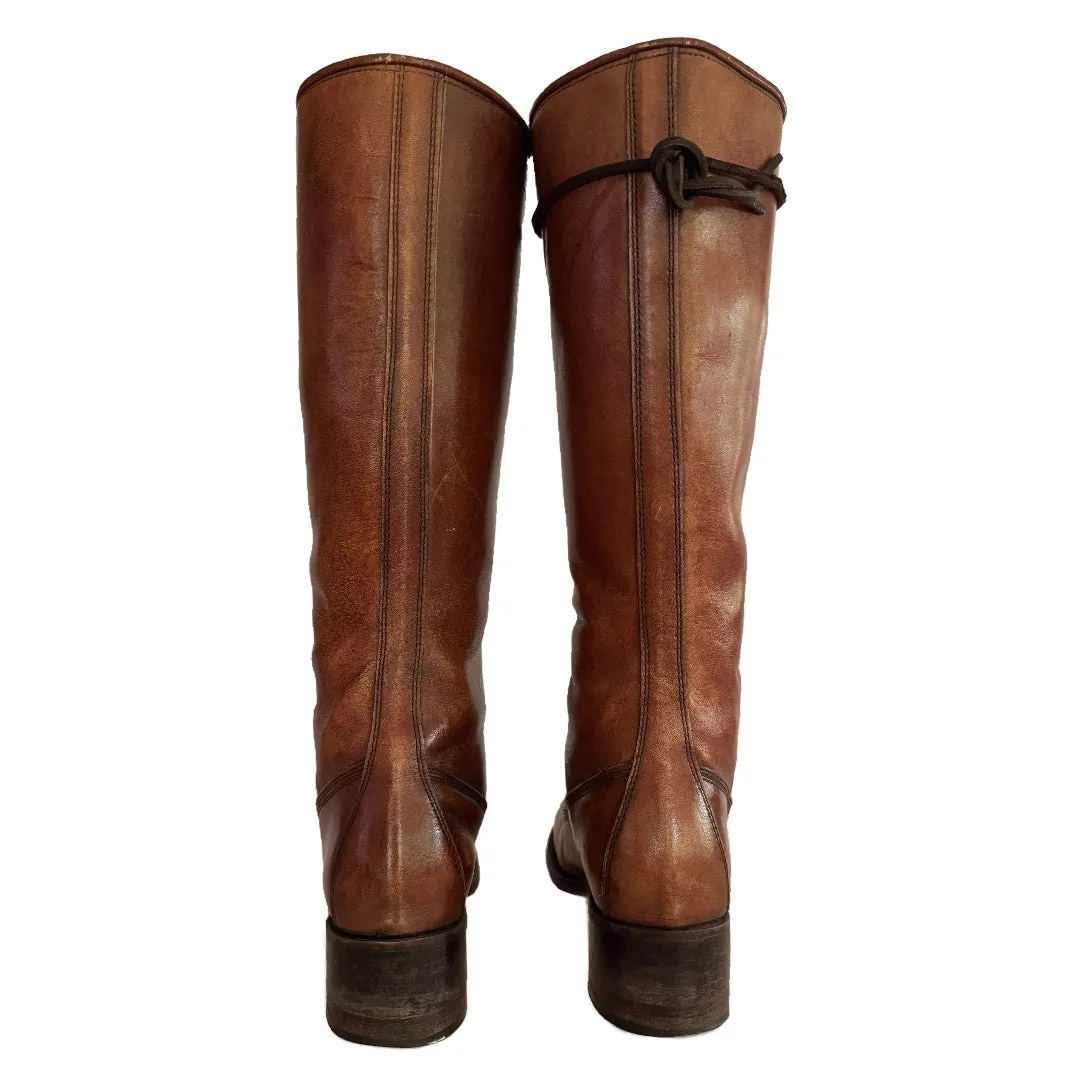 FRYE Vintage Campus Black Label Lace Up Knee High Boots
