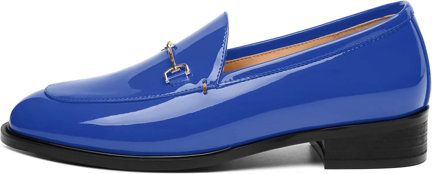 MODENCOCO Womens Loafers Shoes Platform Chunky Low Heel Penny Loafer Comfortable Patent Slip On Work Office Business Casual Fall Dress Shoes Size 12.5