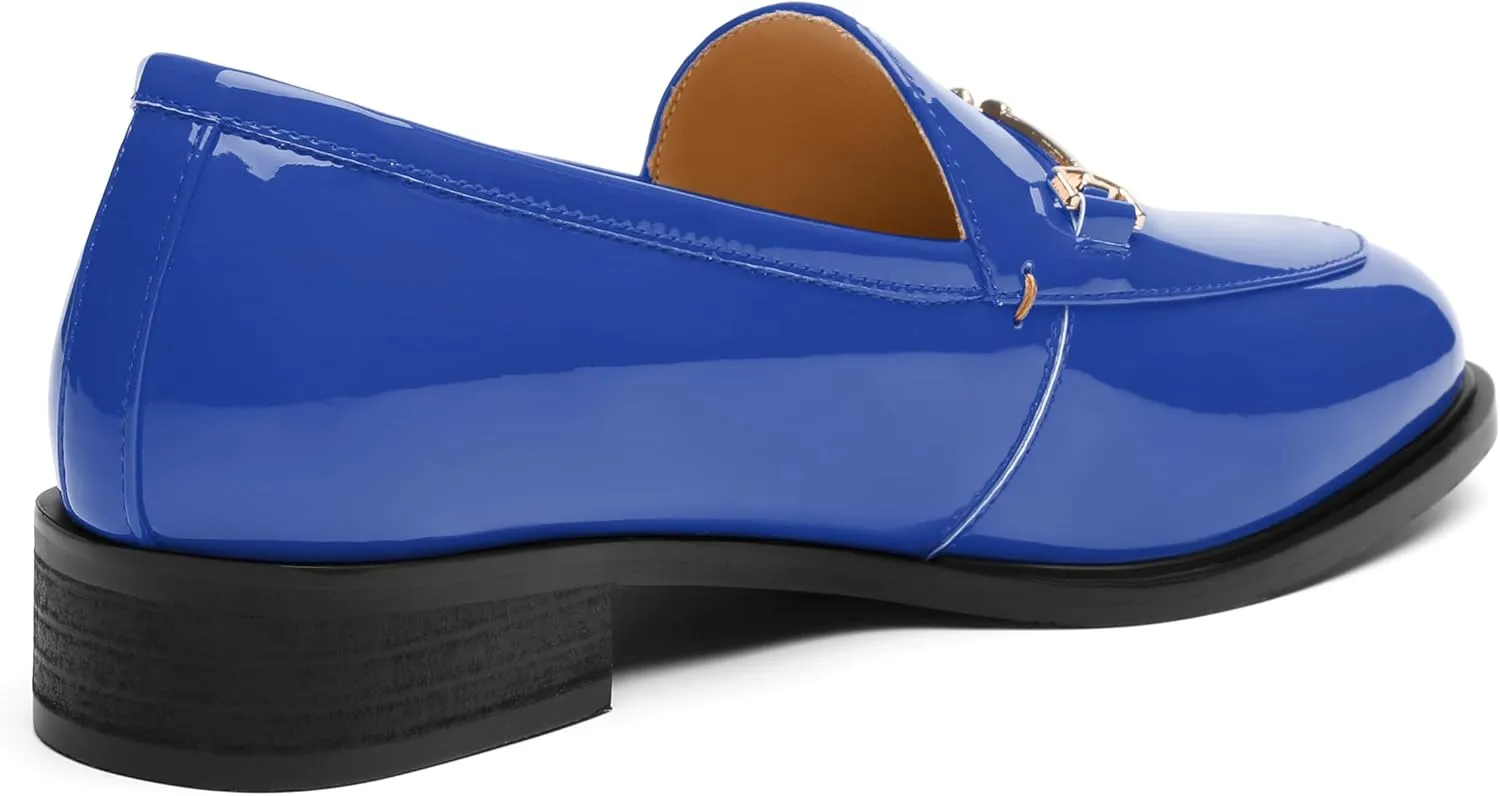 MODENCOCO Womens Loafers Shoes Platform Chunky Low Heel Penny Loafer Comfortable Patent Slip On Work Office Business Casual Fall Dress Shoes Size 12.5