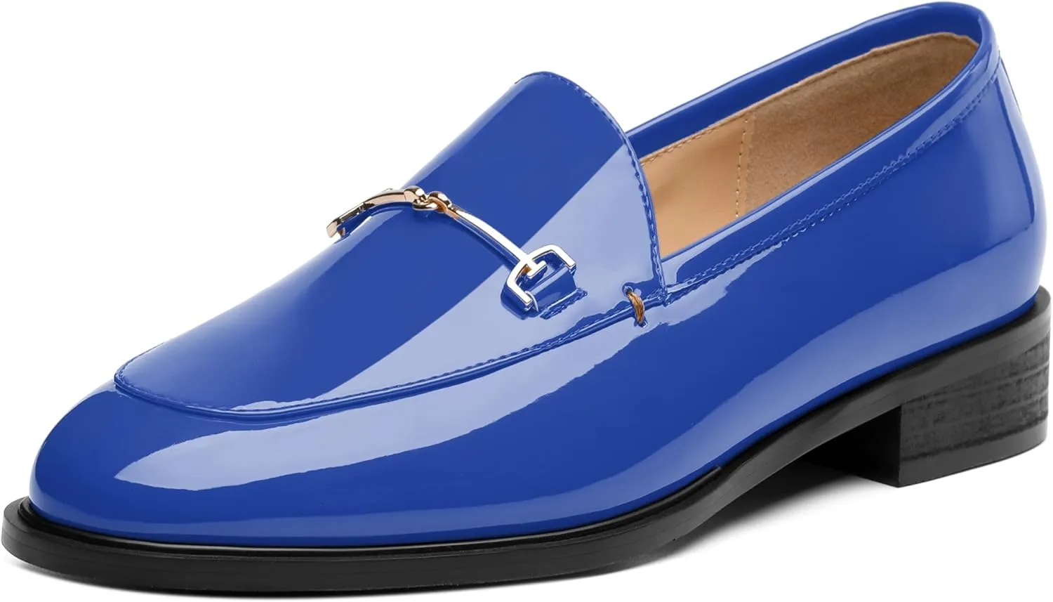 MODENCOCO Womens Loafers Shoes Platform Chunky Low Heel Penny Loafer Comfortable Patent Slip On Work Office Business Casual Fall Dress Shoes Size 12.5