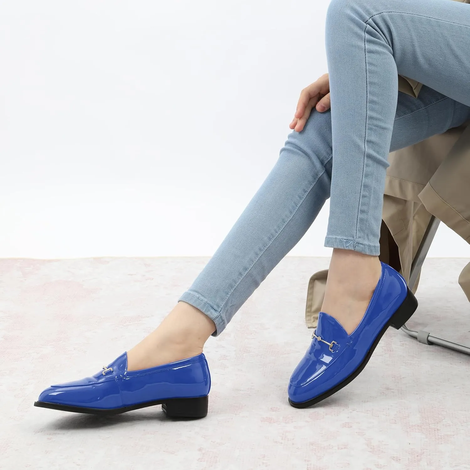 MODENCOCO Womens Loafers Shoes Platform Chunky Low Heel Penny Loafer Comfortable Patent Slip On Work Office Business Casual Fall Dress Shoes Size 12.5