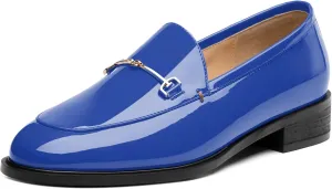 MODENCOCO Womens Loafers Shoes Platform Chunky Low Heel Penny Loafer Comfortable Patent Slip On Work Office Business Casual Fall Dress Shoes Size 12.5