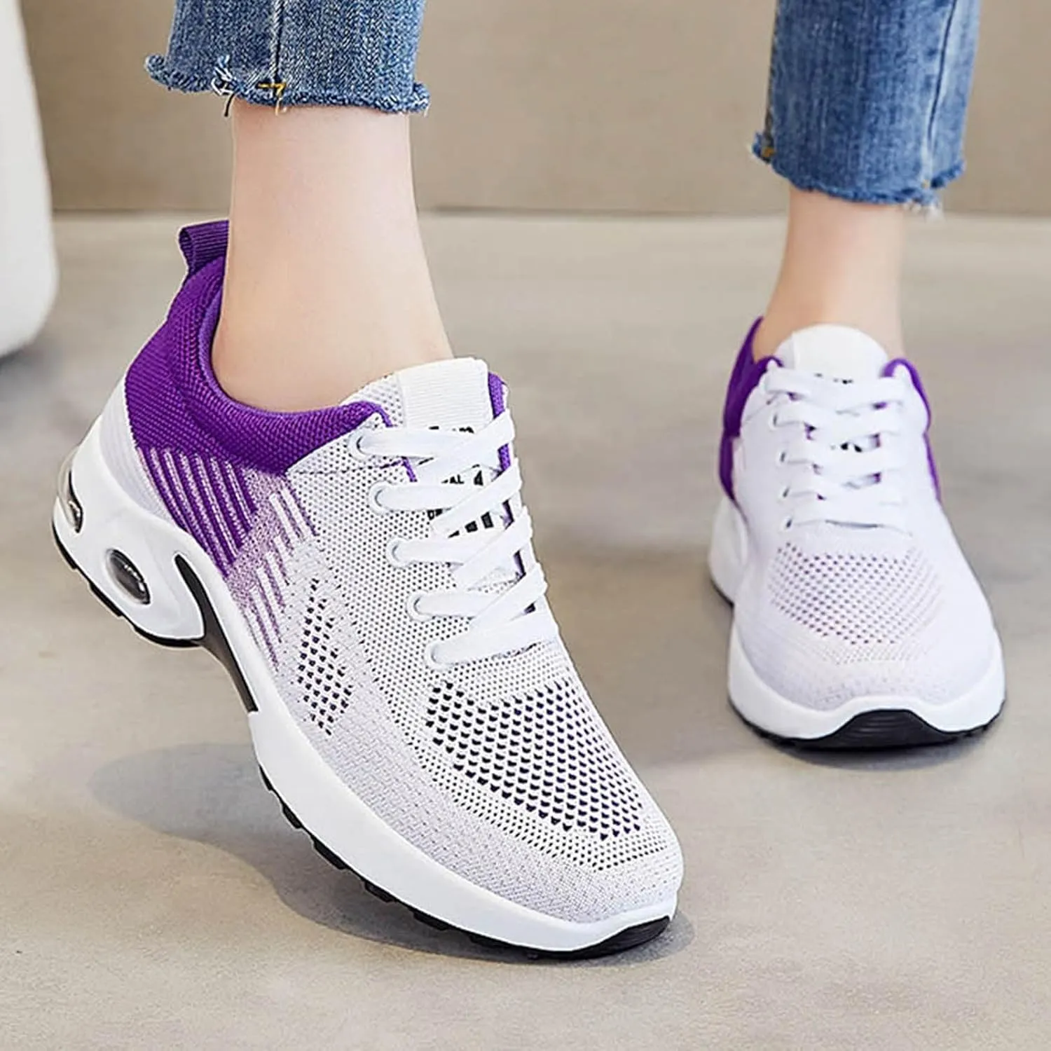 Orthopedic Sneakers for Women Arch Support Walking Shoes Comfortable Slip On Running Shoes Mesh Air Cushion Sneakers