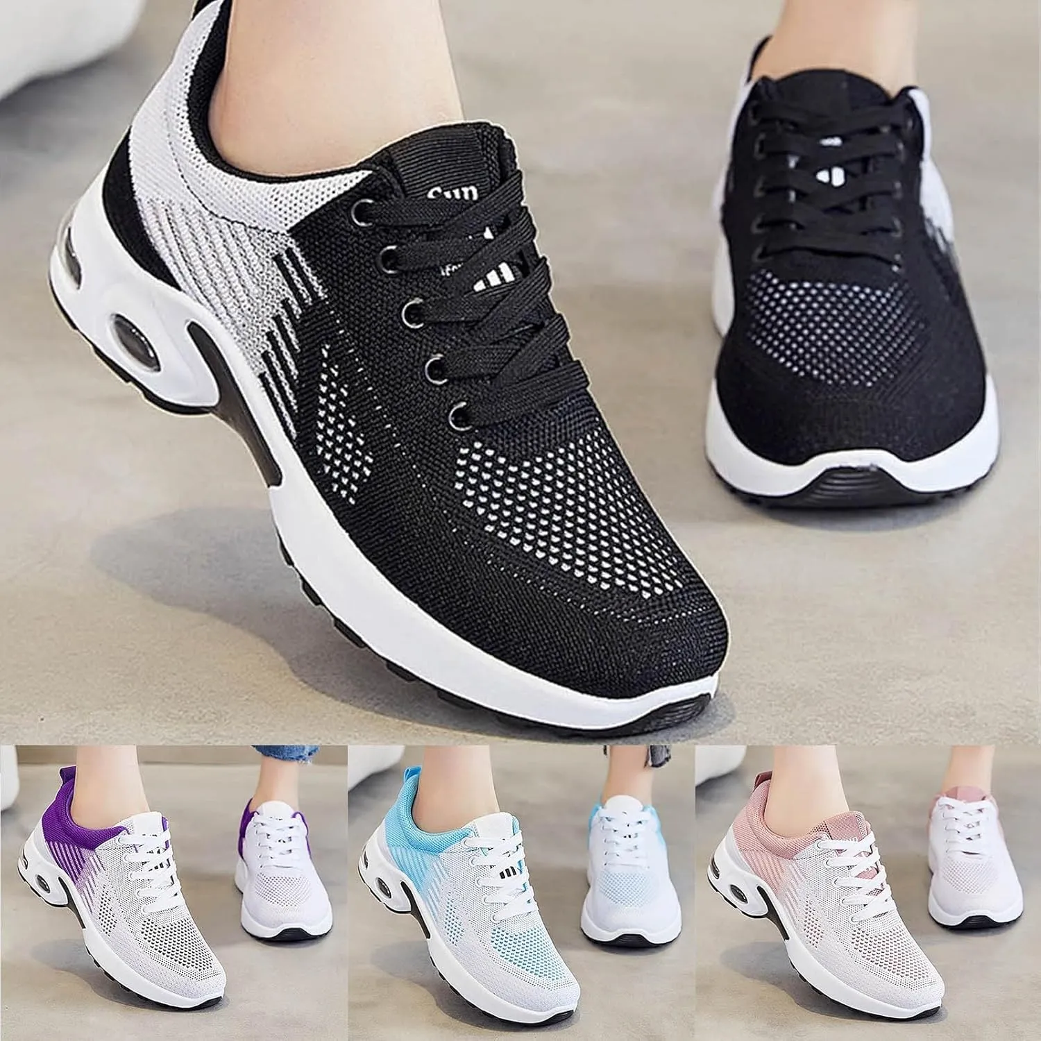 Orthopedic Sneakers for Women Arch Support Walking Shoes Comfortable Slip On Running Shoes Mesh Air Cushion Sneakers