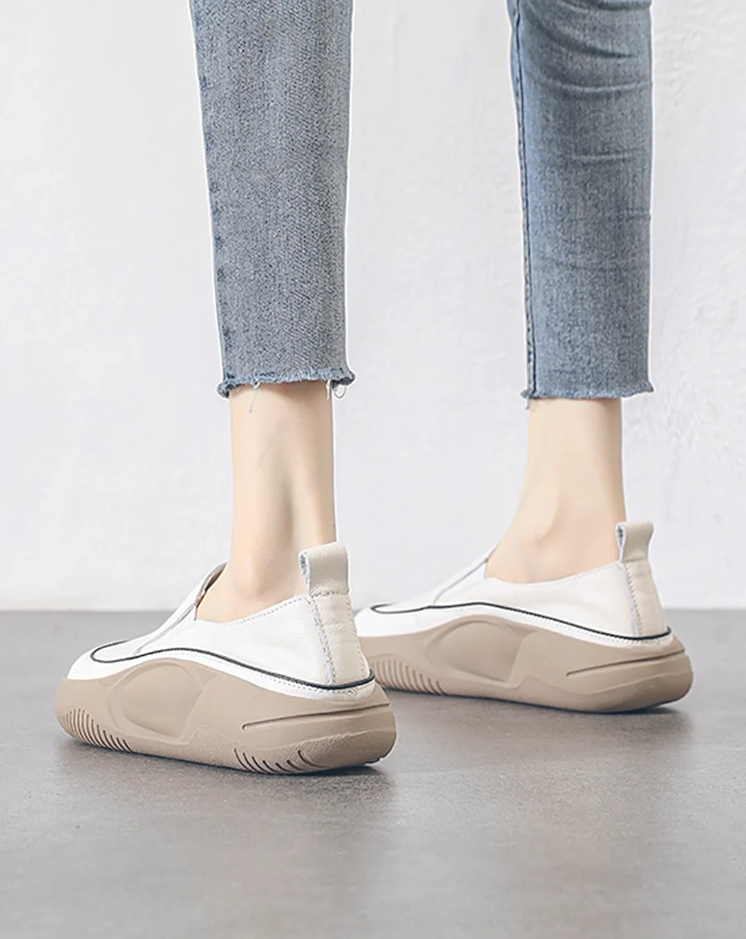 Platform Leather Slip-on Shoes