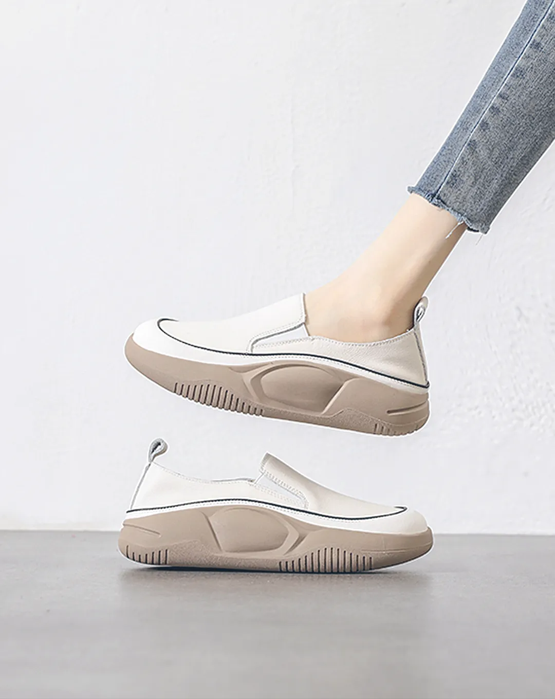 Platform Leather Slip-on Shoes