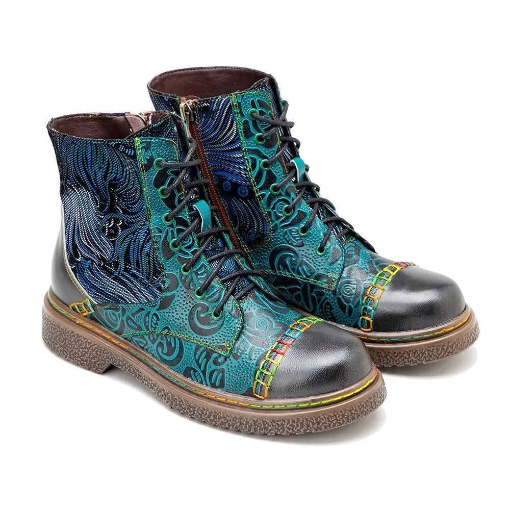 RetroChic Zipper Studded Ankle Boots