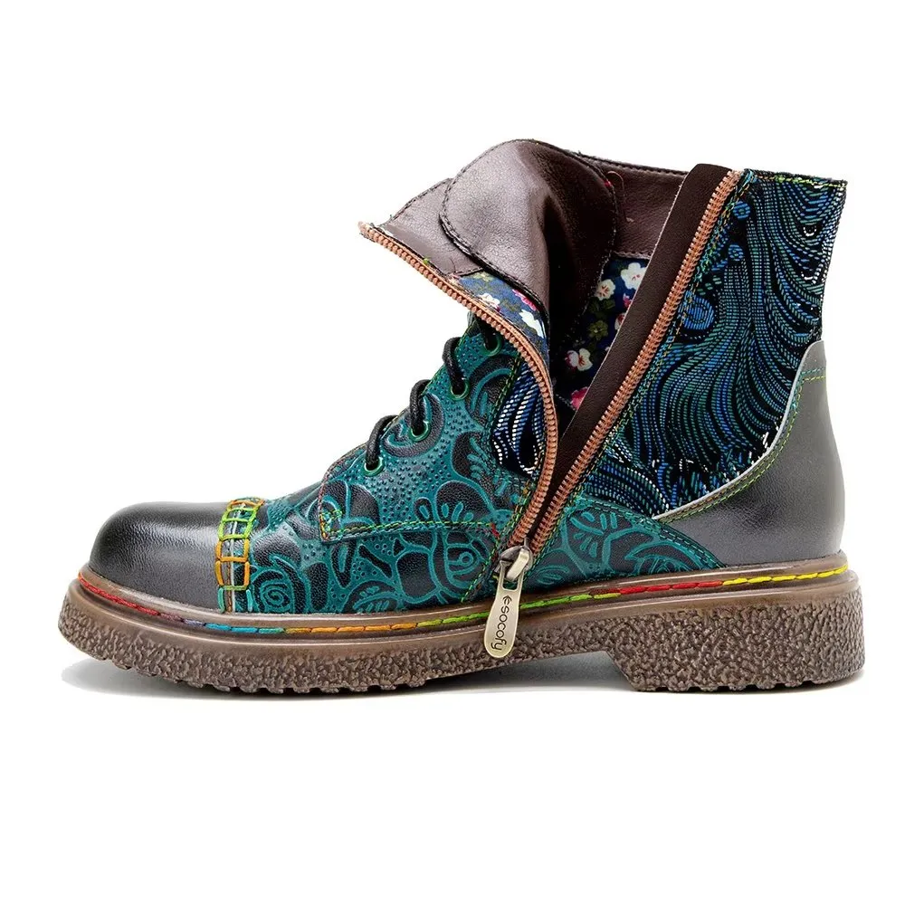 RetroChic Zipper Studded Ankle Boots