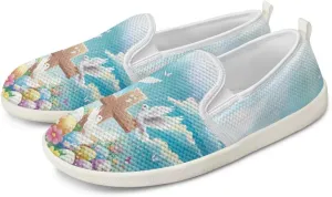 Womens Slip On Loafer Festival Shoes Light Weight Mesh Sport Shoes Comfortable Low Top Slip-On Sneakers Jogging Running Teenis Shoes